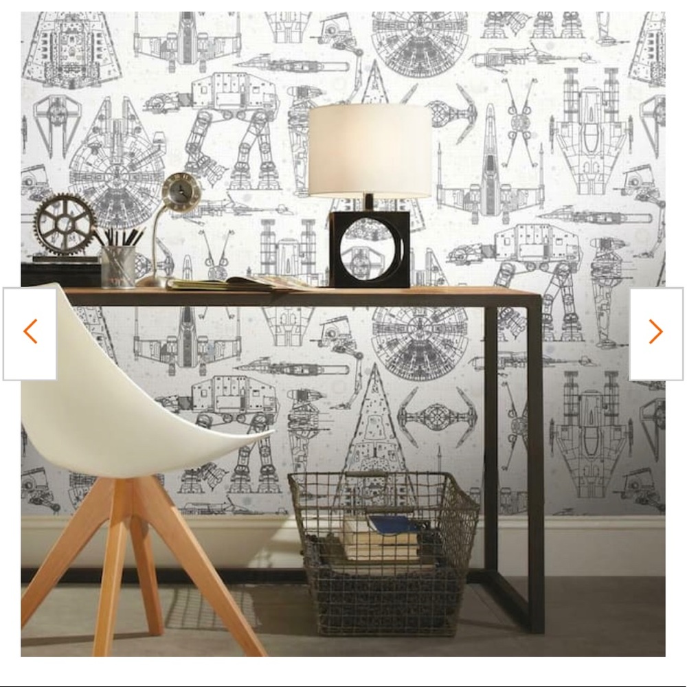 Star Wars Blueprint (white and black) Toile Vinyl Peel & Stick Wallpaper Rolls.